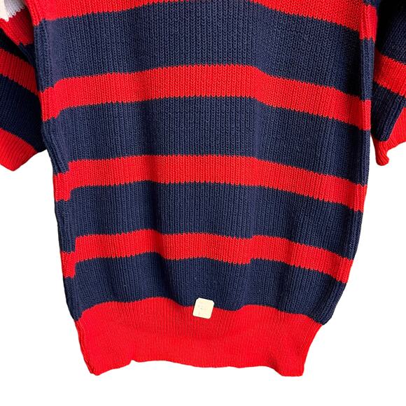 Vintage Ginger Red Striped Crewneck Pullover Sweater 3/4 sleeve - Picture 5 of 8